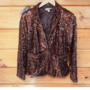 Joan Rivers Sequin Blazer in Brown